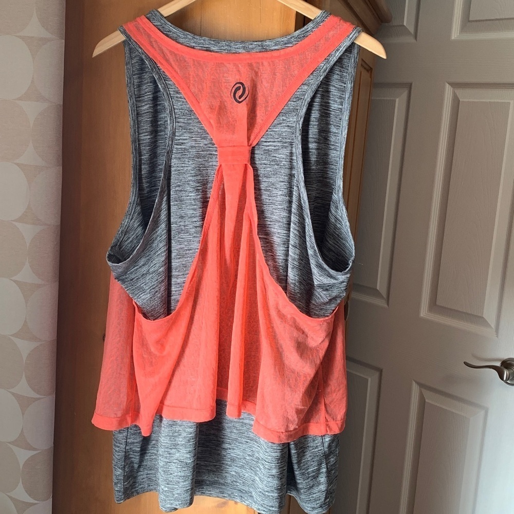 Coral and Gray Athletic Tank Top 1X - Picture 5 of 7